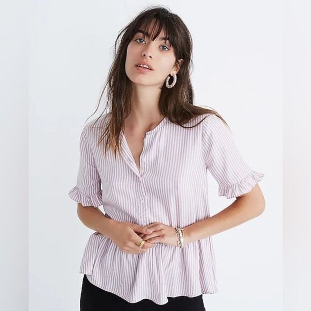 Madewell Pink Striped Button Down Shirt